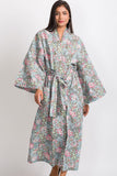 Long Cotton Robe - Frosted Roses