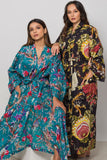 Long Cotton Robe - Night Bloom