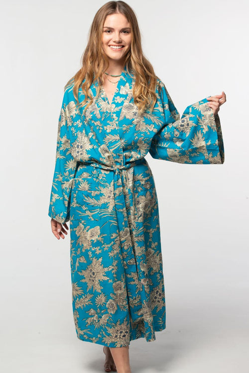 NEW! Long Cotton Robe - Seaside Sonata