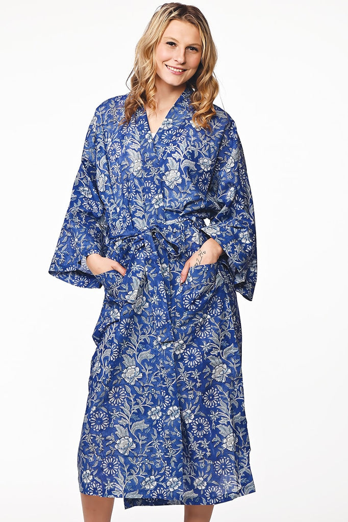 Long Cotton Robe - Indigo Inspiration