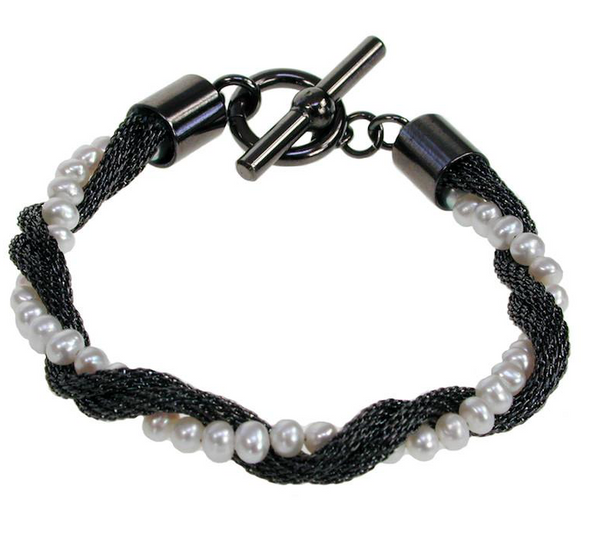Pearls and Mesh Twist Bracelet