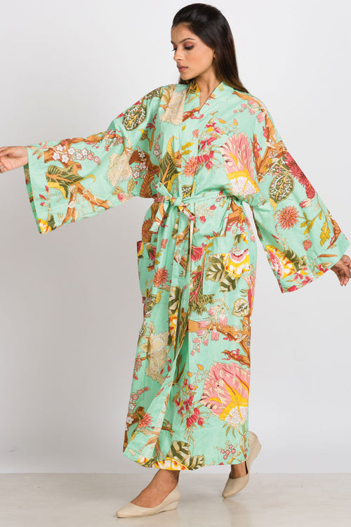 Long Cotton Robe - Vintage Floral