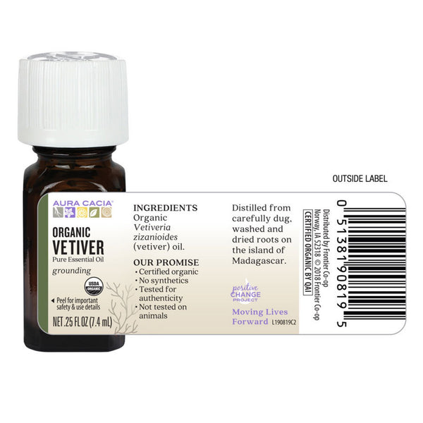 Organic Vetiver Essential Oil 0.25 fl. oz.