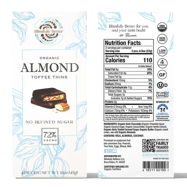 Blissfully Better Organic Almond Toffee Chocolate