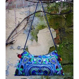 Embroidered Cross-Body Purse - Royal Blue