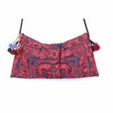 Embroidered Cross-Body Purse - Red Wine & Midnight Blue