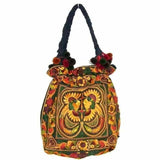 Embroidered Cinch-Top Shoulder Bag - Autumn