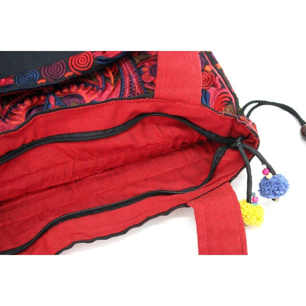 Embroidered Cinch-Top Shoulder Bag - Autumn
